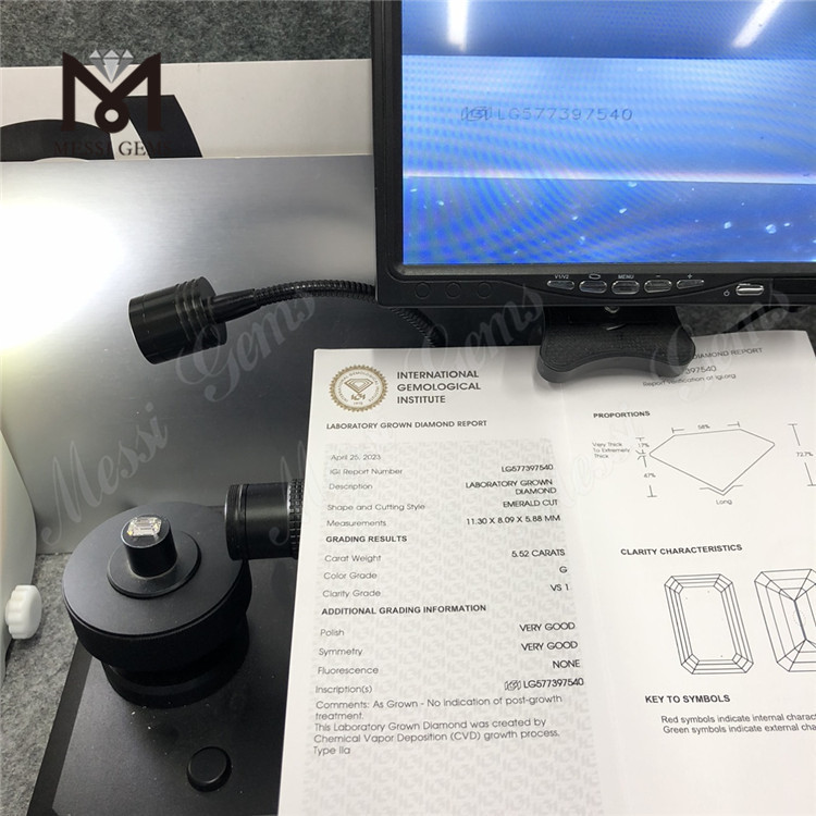 5.52CT G VS1 VG CVD Emerald Laboratory Grown Diamonds LG577397540 丨 Messigems CVD
