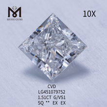 Diamants de laboratoire G VS1 HPHT PRINCESS CVD de 1,51 carat