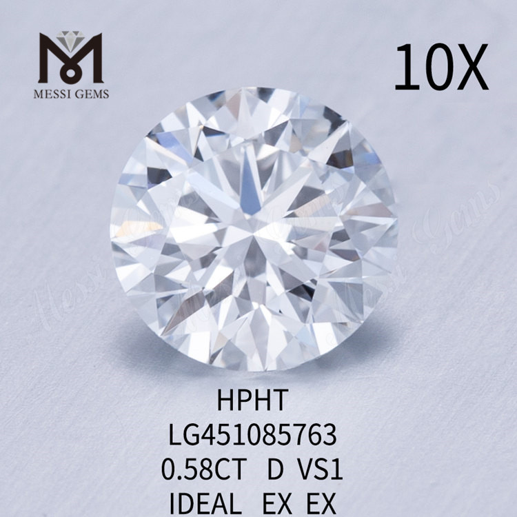 Diamants de laboratoire HPHT ROUND BRILLANT 0.58ct VS1 D IDEL Cut