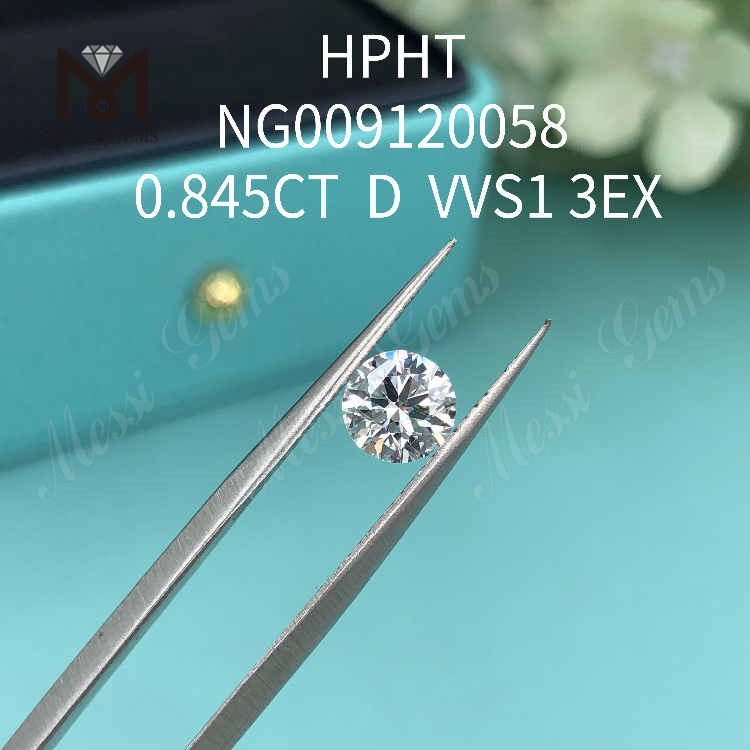 Diamant de laboratoire en vrac rond 0.845CT VVS1 3EX D