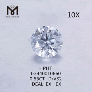 0.55CT D/VS2 diamants de culture ronds IDEAL
