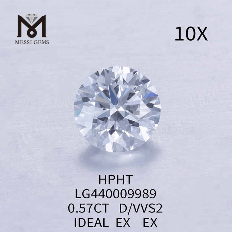 0.57CT D/VVS2 Diamant rond cultivé en laboratoire IDEAL HPHT Diamond Wholesale