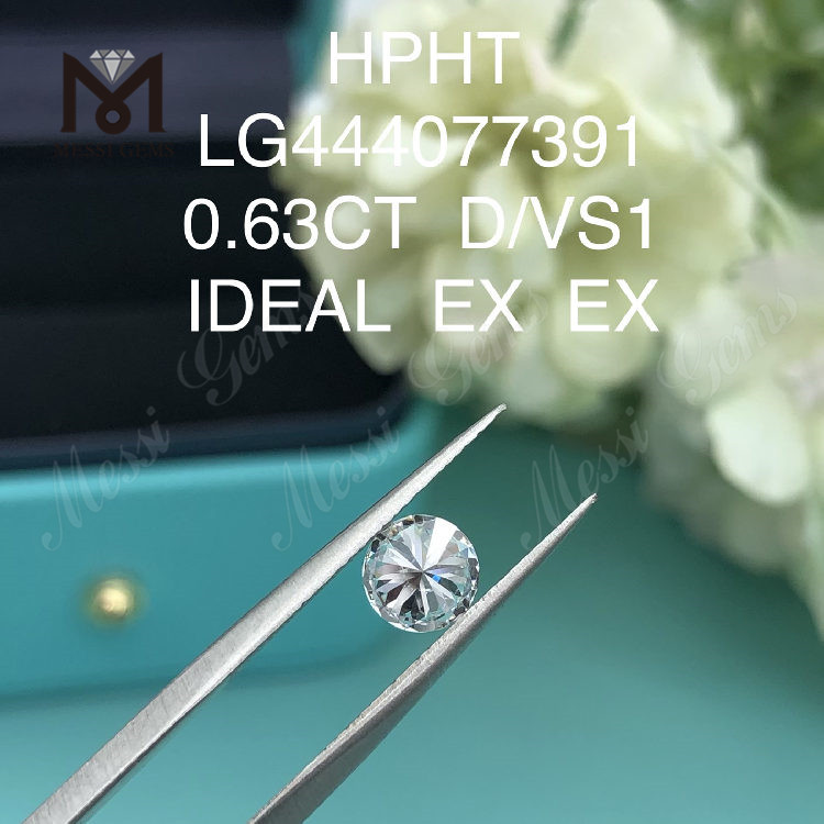 Diamant de croissance de laboratoire rond 0,63 carat D VS1 Cut IDEAL