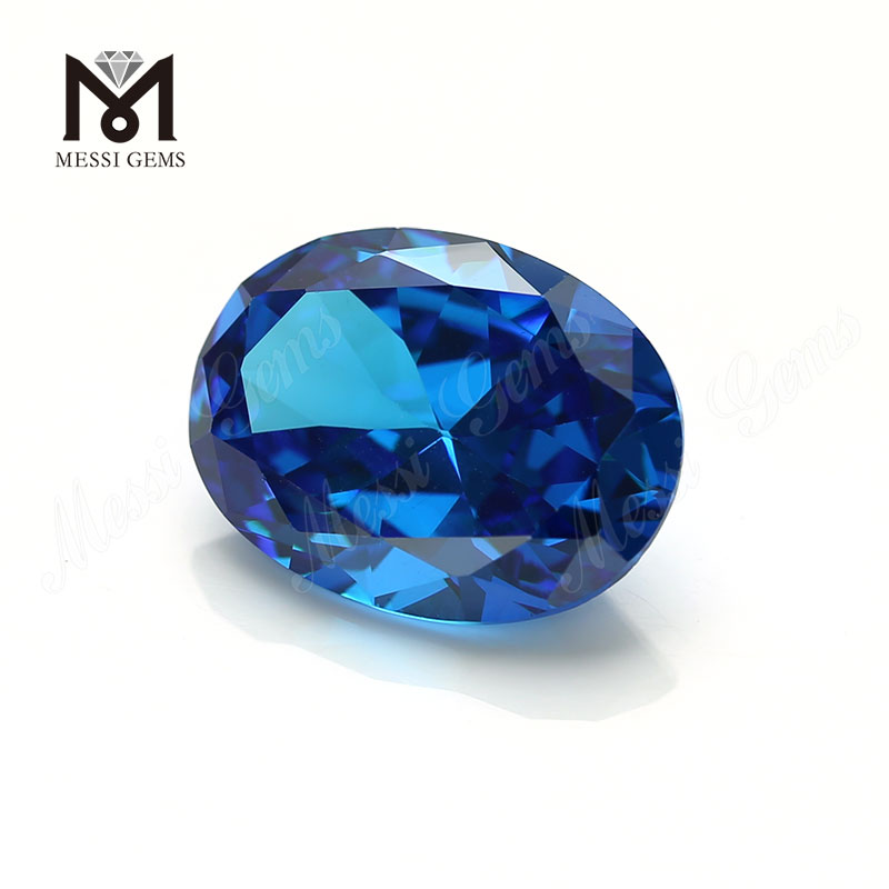 Forme ovale de haute qualité 12x16mm topaze bleue CZ prix de la pierre de zircone cubique