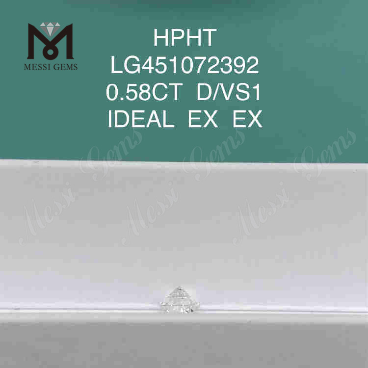 0.58CT D/VS1 diamants fabriqués en laboratoire IDEAL EX EX 
