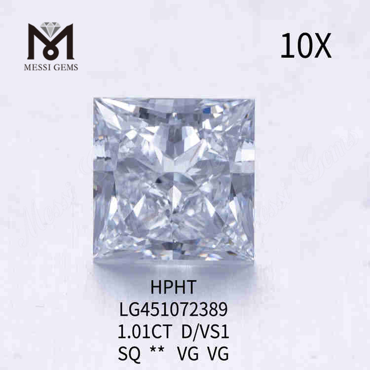 1.01CT D/VS1 Diamants synthétiques carrés à vendre VG