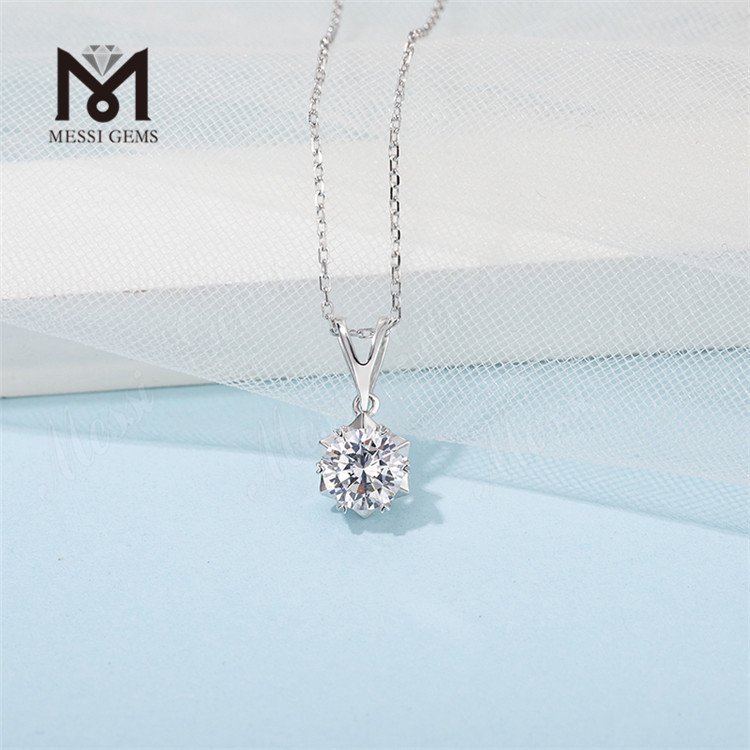 Messi Gems Pendentif en argent sterling 925 avec diamant Moissanite 1 carat pour femme