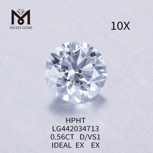 0.56CT D/VS1 coût rond des diamants créés en laboratoire IDEAL EX EX