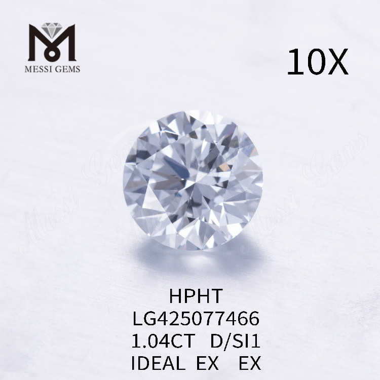 Diamant de laboratoire 1,04 carat D/SI1 IDEAL EX EX 