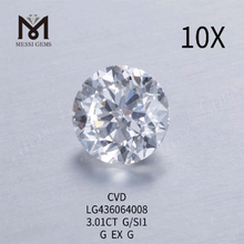 3.01CT G/SI1 diamant rond cultivé en laboratoire G EX G