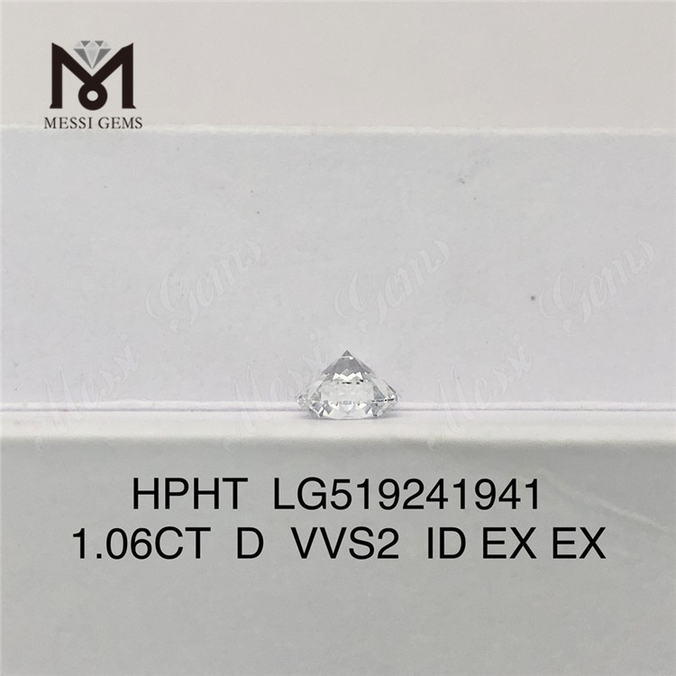 Diamants synthétiques VVS 1,06 carat Diamant de laboratoire couleur HPHT D taille ronde en stock