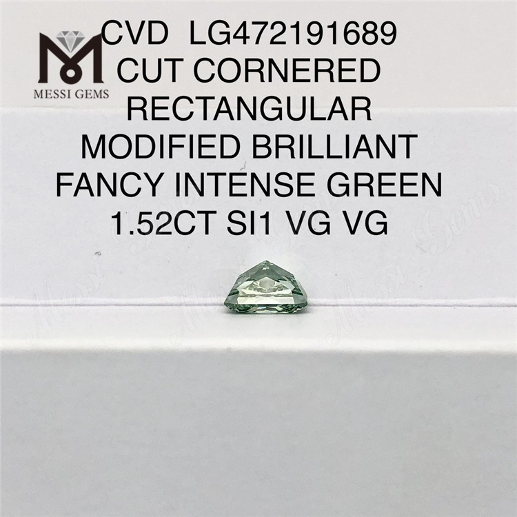 1.52ct fantaisie vert cvd diamant RECTANGULAIRE diamant vert cultivé en laboratoire