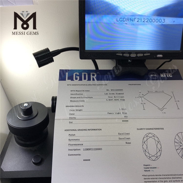 NF212200003 OV 1.01CT VS1 2EX FANTAISIE BLEU CLAIR HPHT Lab Diamond