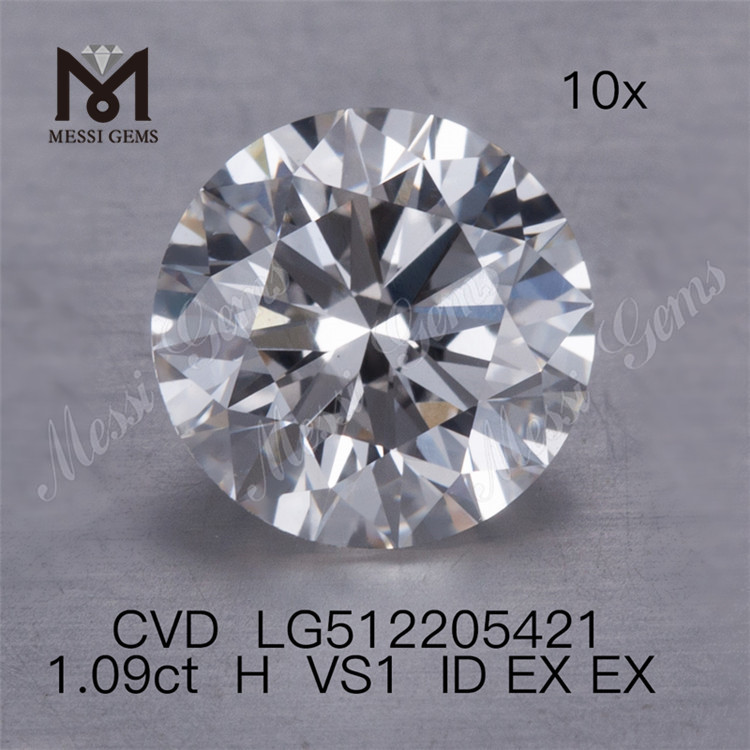 1.09ct H diamant de laboratoire vs prix d'usine de diamant cvd en vrac