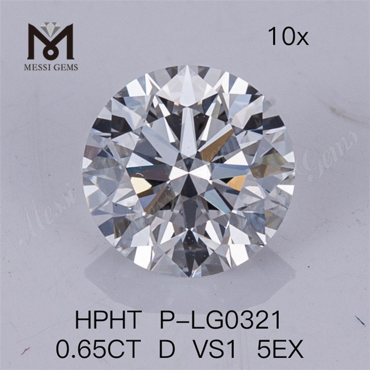 Diamant de laboratoire HPHT 0.65CT D VS1 5EX Diamants cultivés en laboratoire