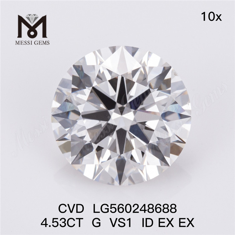 4.53CT G VS1 2EX diamant cultivé en laboratoire CVD