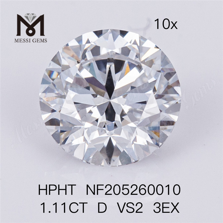 1.11CT D couleur VS2 pureté 3EX diamants synthétiques ronds taillés en brillant en laboratoire