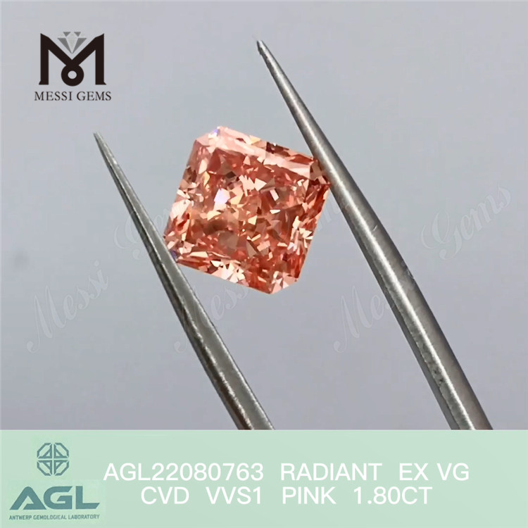 1.80ct radiant cut diamant cvd fantaisie rose pas cher lâche laboratoire diamant en gros