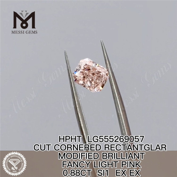 0.88CT RECTANGLAR FANCY LIGHT ROSE SI1 EX EX HPHT diamant cultivé en laboratoire LG555269057