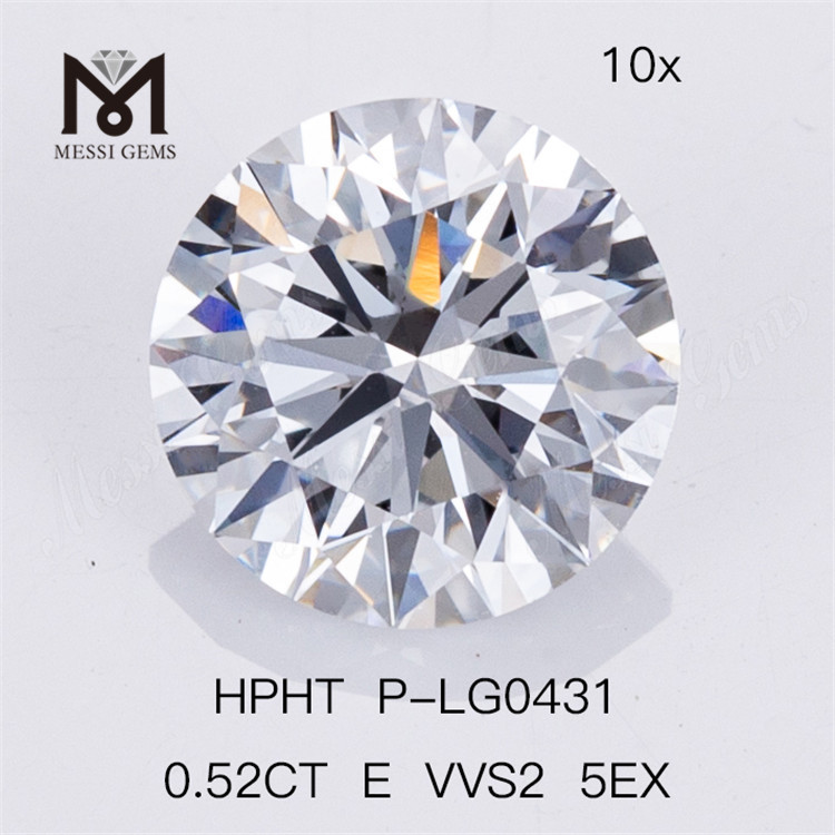 0.52CT E VVS2 5EX Diamant synthétique rond HPHT Diamant synthétique