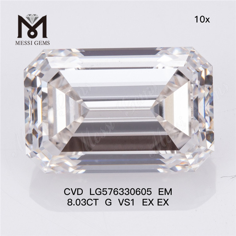 8.03CT EM G VS1 EX diamants synthétiques de laboratoire CVD LG576330605 
