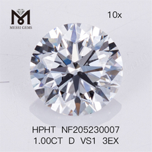 1ct D VS1 3EX diamant rond cultivé en laboratoire HPHT