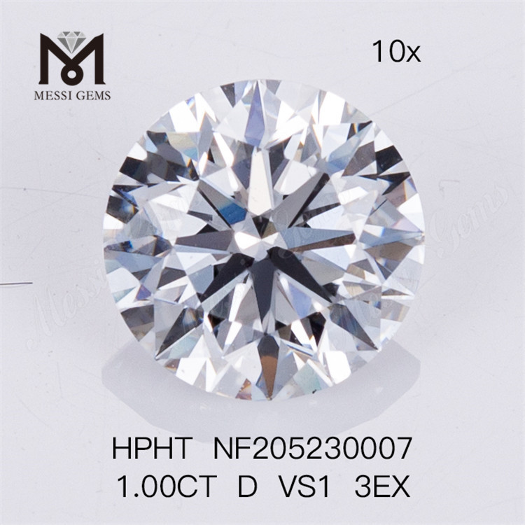 1ct D VS1 3EX diamant rond cultivé en laboratoire HPHT