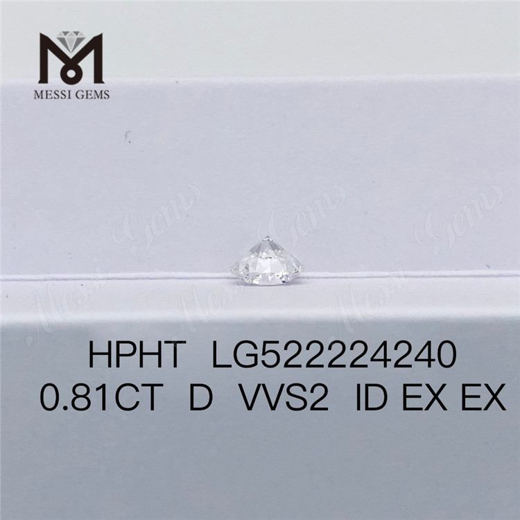 0.81ct D VVS2 ID EX EX HPHT Diamant rond taillé en brillant Prix d\'usine
