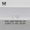 3.22CT D VS1 diamants créés par l\'homme ovale IGI 丨 Messigems CVD LG617435150