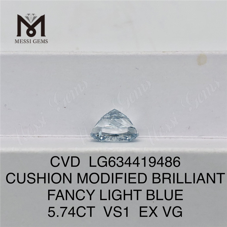 5,74 CT COUSSIN MODIFIÉ BRILLANT FANTAISIE BLEU CLAIR Diamants simulés VS1 EX VG CVD LG634419486