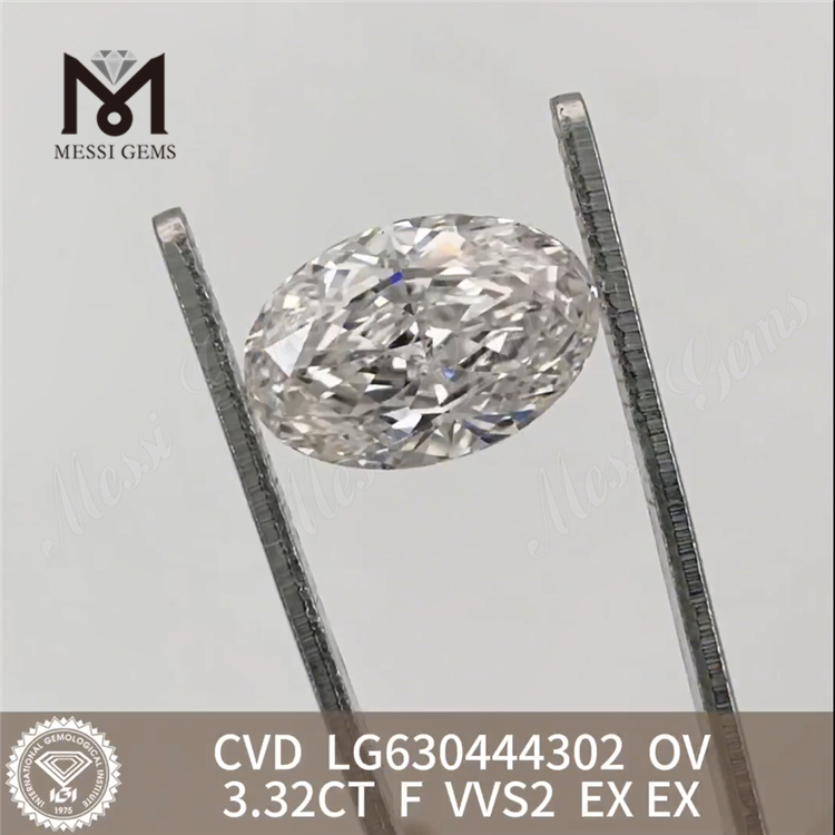 Diamants fabriqués ovales 3.32CT OV F VVS2 EX EX CVD diamant LG630444302 