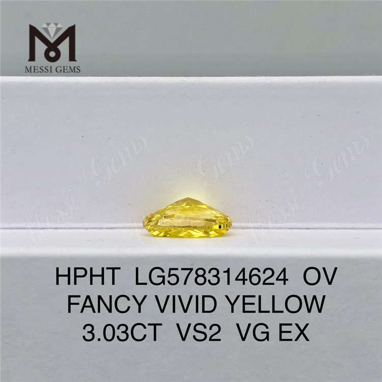 3,03CT OV FANCY VIVID YELLOW VS2 VG EX HPHT Diamant jaune LG578314624