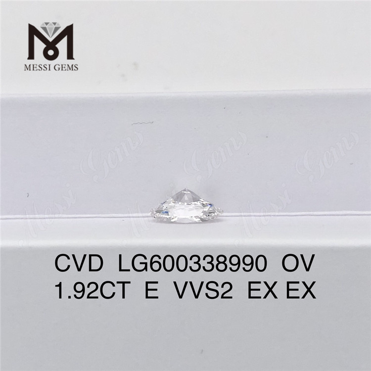 1.92CT E VVS2 EX EX OV diamant cultivé en laboratoire cvd LG600338990 respectueux de l\'environnement 丨 Messigems 