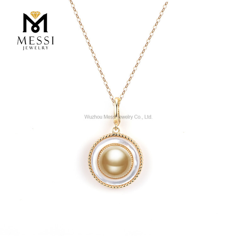 Collier de perles dorées des mers du sud S925, 10-11mm, luxueux