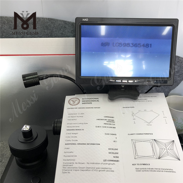 Diamant CVD cultivé en laboratoire 10,33 CT E VS1 EX EX SQ pour achat en gros, votre avantage concurrentiel LG598365481 