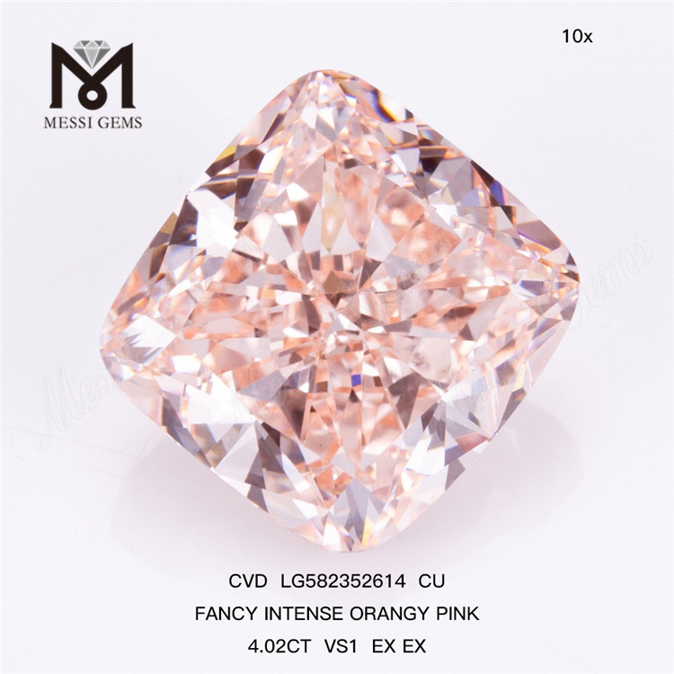 4.02CT VS1 EX EX CU FANCY INTENSE ORANGEY Rose CVD Diamants à vendre LG582352614