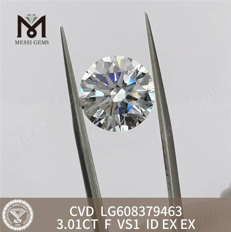 3.01CT F VS1 Diamant de laboratoire cvd rond 3ct Eco pierre précieuse 丨Messigems LG608379463