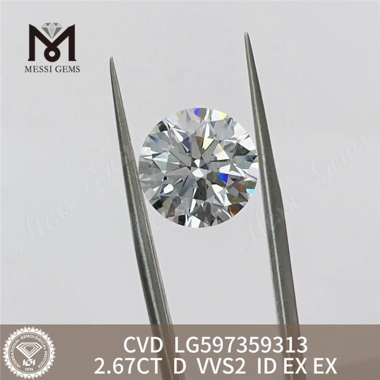 Diamants classés igi de 2,67 ct D VVS2 Diamant CVD d'origine éthique 丨 Messigems LG597359313