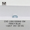 Diamants brillants cultivés par CVD 1,52 CT VS1 EM FANCY BLUE Norme d\'excellence LG611353649 