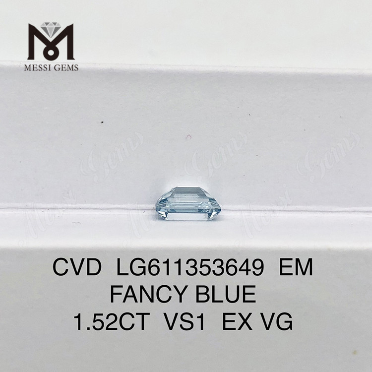 Diamants brillants cultivés par CVD 1,52 CT VS1 EM FANCY BLUE Norme d\'excellence LG611353649 