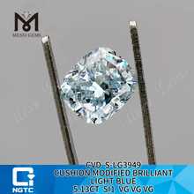 Diamants de laboratoire certifiés 5.13CT SI1 CUSHION LIGHT BLUE IGI Certified Sustainable Sparkle丨Messigems CVD S-LG3949