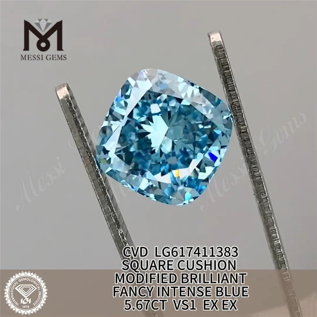 5,67CT VS1 EX EX COUSSIN FANTAISIE BLEU INTENSE CVD Lab Diamond LG617411383 