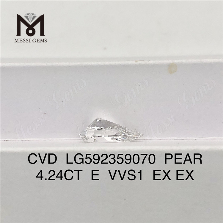 4.24CT Diamant IGI taille poire E VVS1 EX EX CVD LG592359070丨Messigems