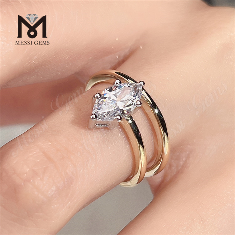 bijoux personnalisés bague de fiançailles 14K or gros carat marquise bague en diamant