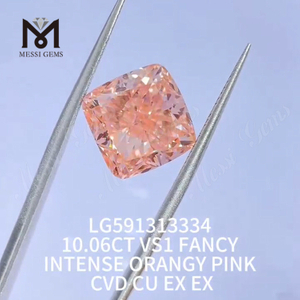 10.06CT VS1 FANTAISIE INTENSE ROSE ORANGE CVD CU EX EX Man Made Diamant Rose