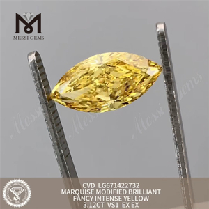 3.12Ct Marquise Jaune Lab Cultured Diamonds VS1 ex ex CVD LG671422732 