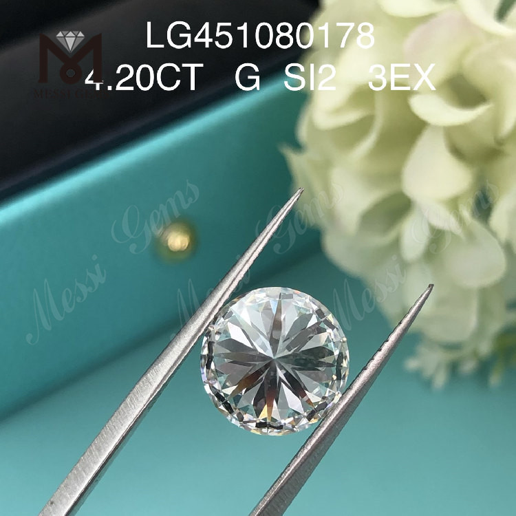 4,2 ct G SI2 RD 3EX Cut Grade diamants cultivés en laboratoire 4 carats