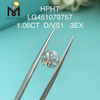 Diamants de laboratoire HPHT D VS1 RD EX Cut Grade de 1,06 ct