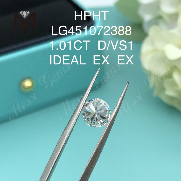 1,01 ct D VS1 Diamant rond IDEL Cut Grade cultivé en laboratoire HPHT