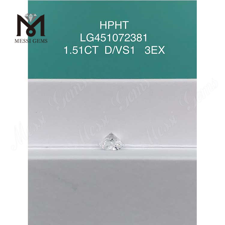 1.51ct D VS1 RD EX Cut Grade diamant cultivé en laboratoire HPHT